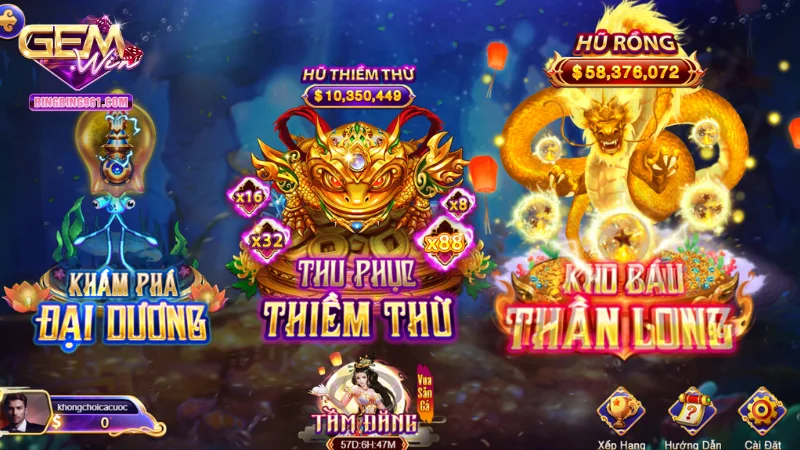 Săn cá tại Gemwin để trải nghiệm nhiều tính năng mới